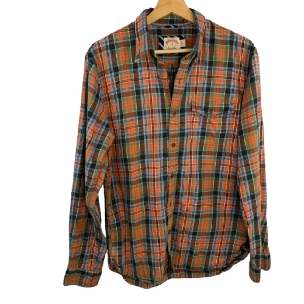 Brooks Brothers 100% Cotton Plaid Button‑Down Multicolor Shirt Men’s M